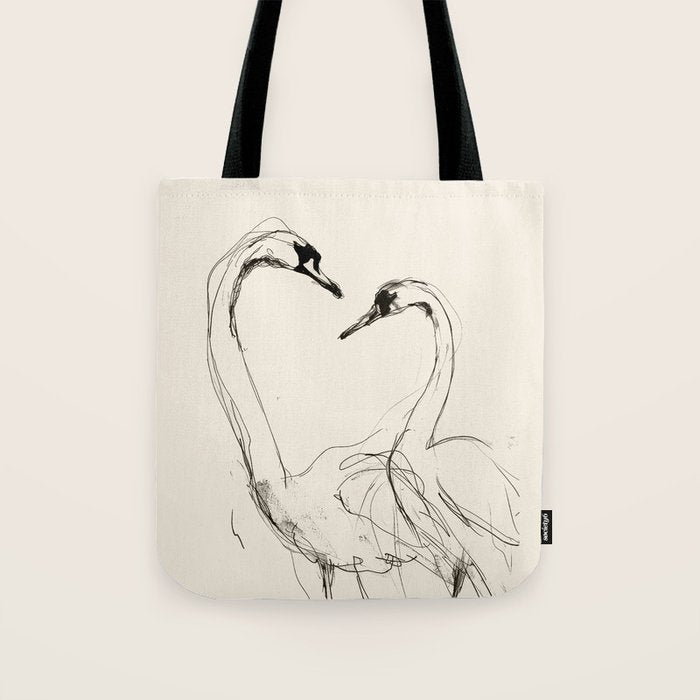 Swans in Ink - Elegant Minimalist Art Tote Bag Gallery Image 1