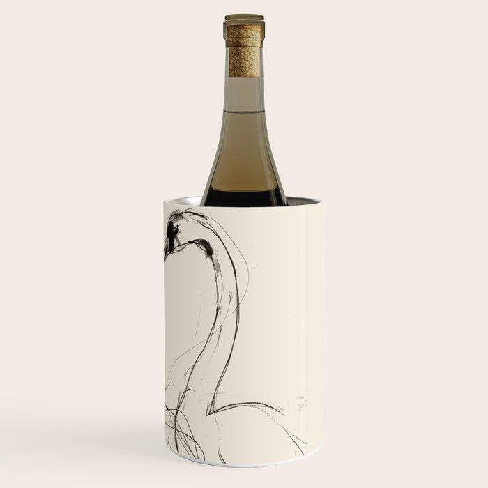 Swans in Ink - Elegant Minimalist Art Wine Chiller Gallery Image 3