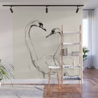 Swans in Ink - Elegant Minimalist Art Wall Mural Gallery Image 1