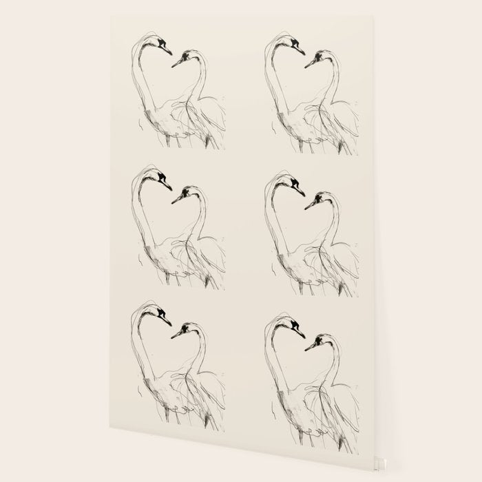 Swans in Ink - Elegant Minimalist Art Wallpaper Gallery Image 2