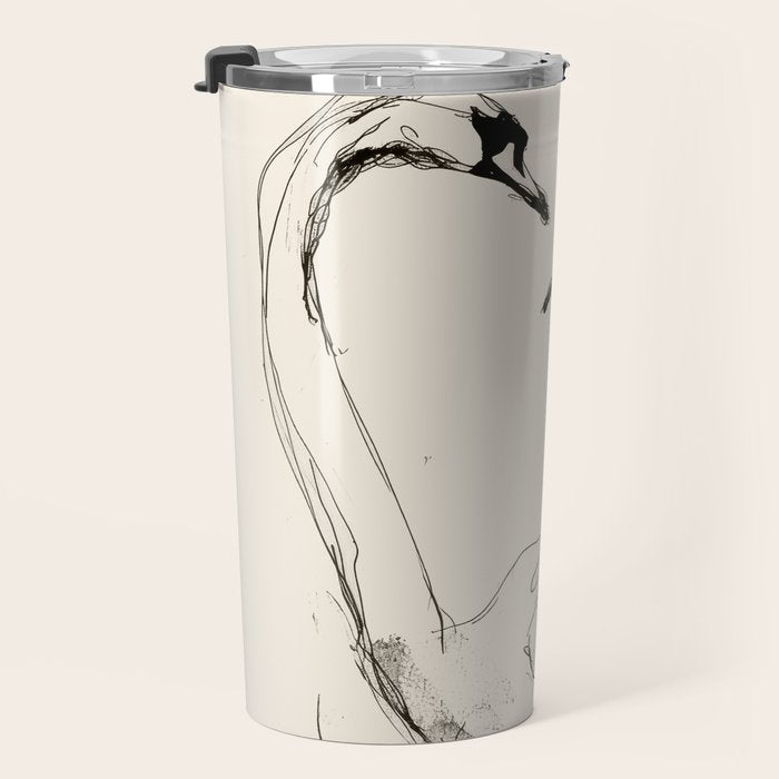 Swans in Ink - Elegant Minimalist Art Travel Mug Gallery Image 3