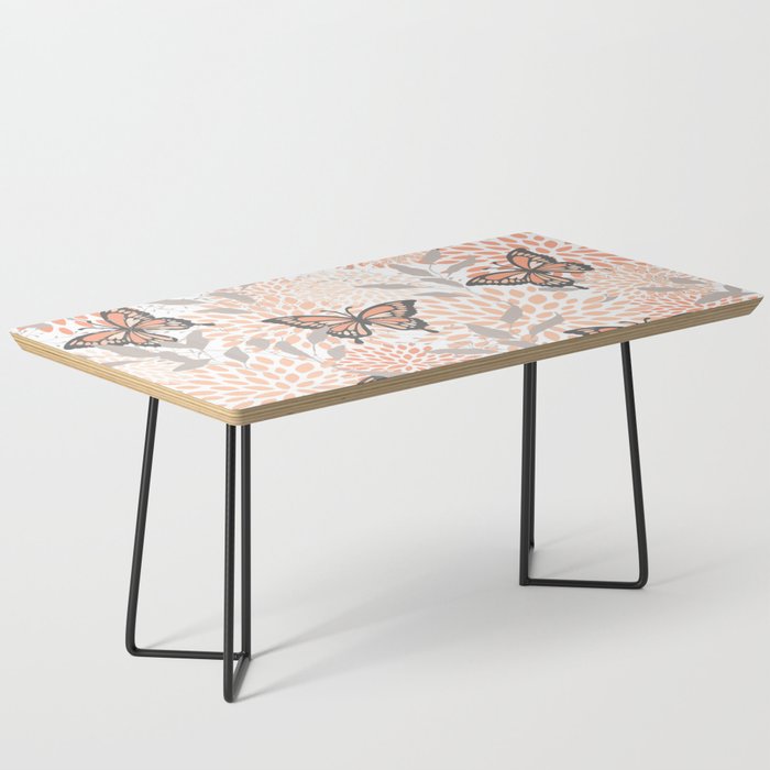 Floral and Butterflies Print, Gray, Coral, Peach Coffee Table Gallery Image 1