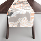 Floral and Butterflies Print, Gray, Coral, Peach Table Runner Gallery Image 1