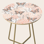 Floral and Butterflies Print, Gray, Coral, Peach Side Table Gallery Image 2