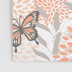 Floral and Butterflies Print, Gray, Coral, Peach Poster Gallery Image 3