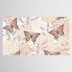 Floral and Butterflies Print, Gray, Coral, Peach Tablecloth Gallery Image 2