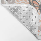 Floral and Butterflies Print, Gray, Coral, Peach Bath Mat Gallery Image 2