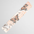 Floral and Butterflies Print, Gray, Coral, Peach Table Runner Gallery Image 3