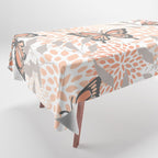 Floral and Butterflies Print, Gray, Coral, Peach Tablecloth Gallery Image 1