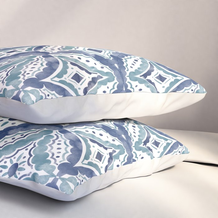 Boho Indigo Damask B Pillow Sham Gallery Image 3