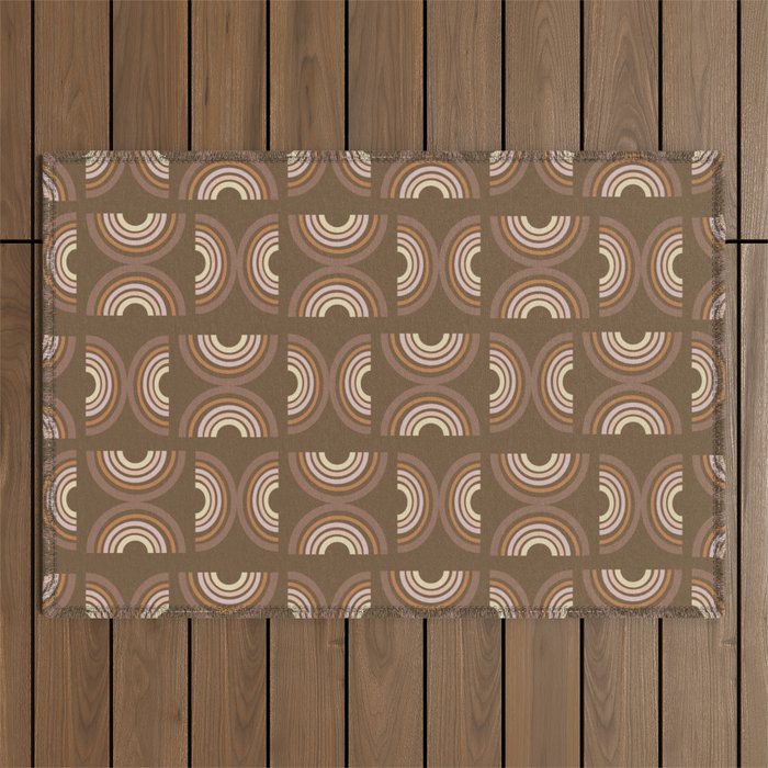 Retro Arches in Brown Outdoor Rug Gallery Image 1