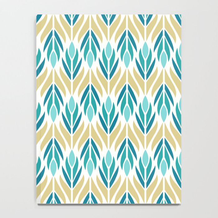 Mid Century Modern Abstract Floral Pattern in Turquoise Teal Aqua and Marigold Notebook Gallery Image 4