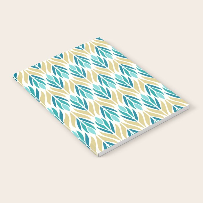 Mid Century Modern Abstract Floral Pattern in Turquoise Teal Aqua and Marigold Notebook Gallery Image 2