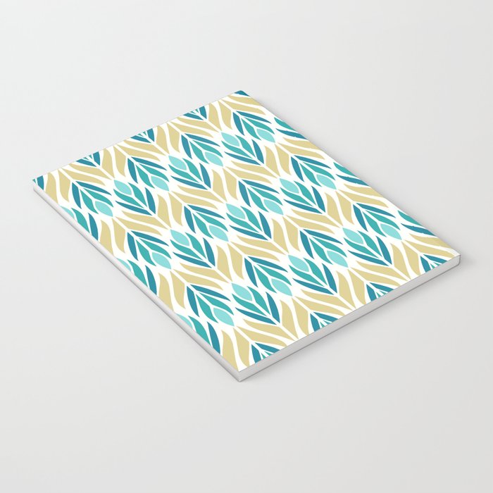 Mid Century Modern Abstract Floral Pattern in Turquoise Teal Aqua and Marigold Notebook Gallery Image 3