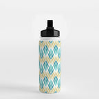 Mid Century Modern Abstract Floral Pattern in Turquoise Teal Aqua and Marigold Water Bottle Gallery Image 2