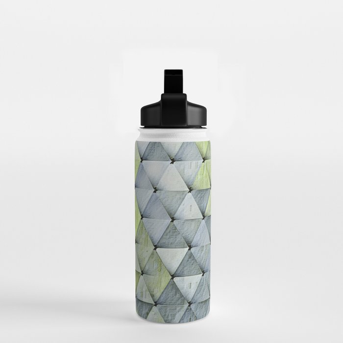 Textured Triangles Lime Gray Water Bottle Gallery Image 2