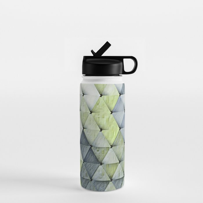 Textured Triangles Lime Gray Water Bottle