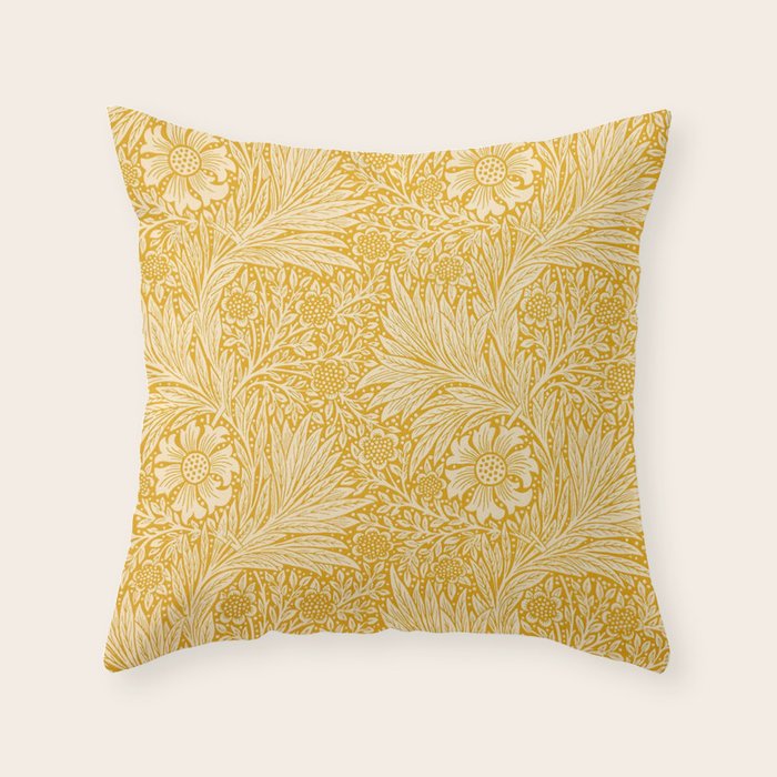 William Morris Marigold Golden Yellow Throw Pillow Gallery Image 1