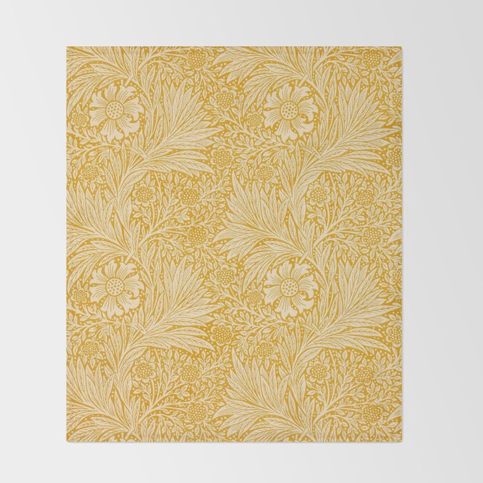 William Morris Marigold Golden Yellow Throw Blanket Gallery Image 2
