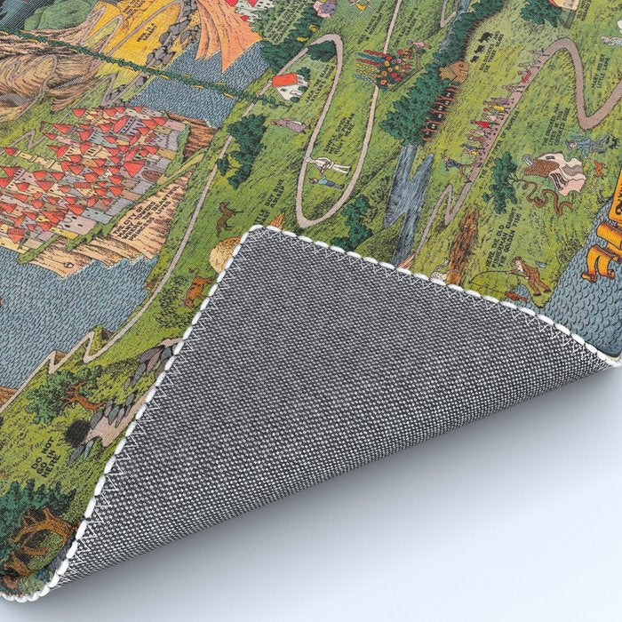 The land of make believe. Published by Jaro Hess 1930 Cornucopia of Fairy Tales Detailed Labeled Map Fun Magical Fantasy Art Rug Gallery Image 4