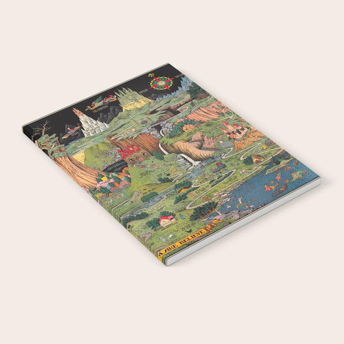 The land of make believe. Published by Jaro Hess 1930 Cornucopia of Fairy Tales Detailed Labeled Map Fun Magical Fantasy Art Notebook Gallery Image 1