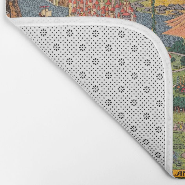 The land of make believe. Published by Jaro Hess 1930 Cornucopia of Fairy Tales Detailed Labeled Map Fun Magical Fantasy Art Bath Mat Gallery Image 2
