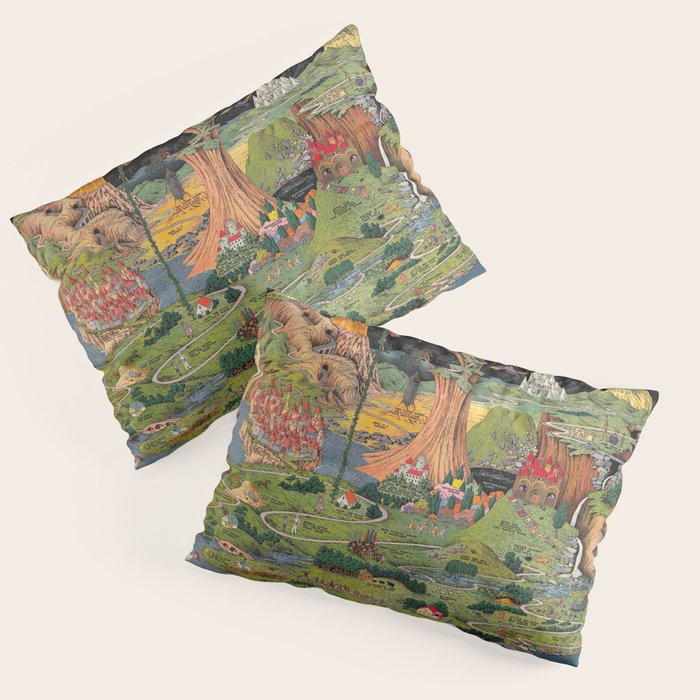The land of make believe. Published by Jaro Hess 1930 Cornucopia of Fairy Tales Detailed Labeled Map Fun Magical Fantasy Art Pillow Sham Gallery Image 1