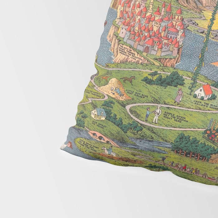 The land of make believe. Published by Jaro Hess 1930 Cornucopia of Fairy Tales Detailed Labeled Map Fun Magical Fantasy Art Pillow Sham Gallery Image 4