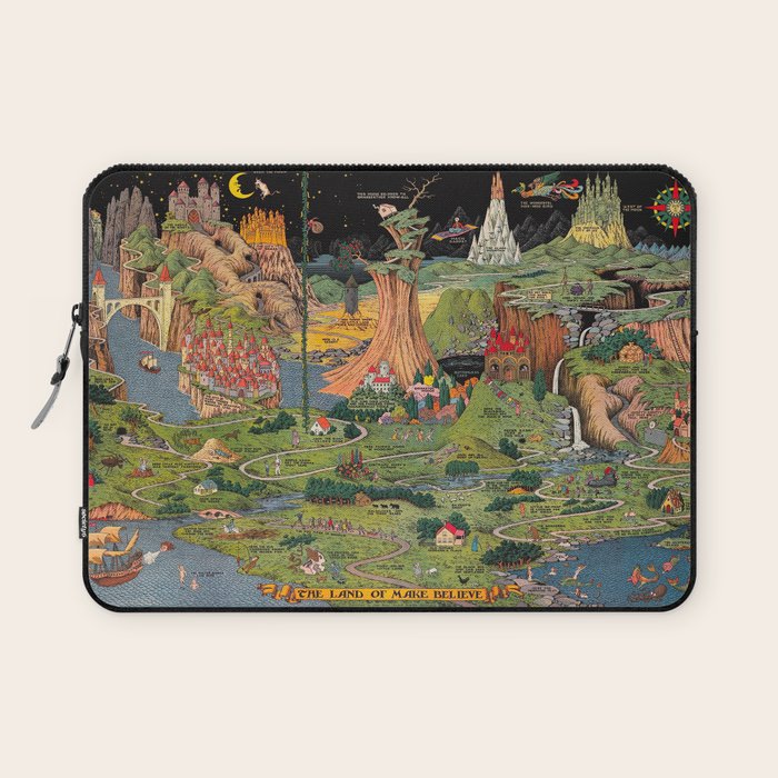 The land of make believe. Published by Jaro Hess 1930 Cornucopia of Fairy Tales Detailed Labeled Map Fun Magical Fantasy Art Laptop Sleeve Gallery Image 1