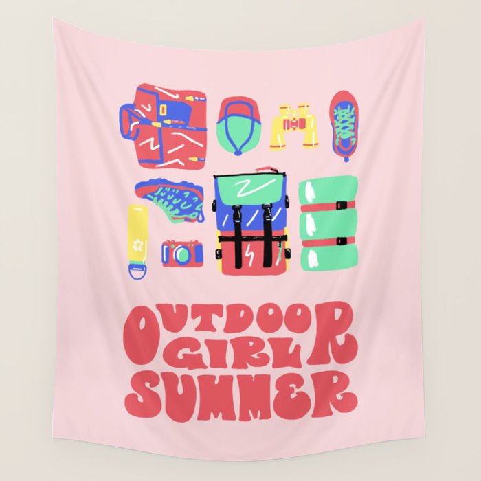 Outdoor Girl Summer Wall Tapestry Gallery Image 1