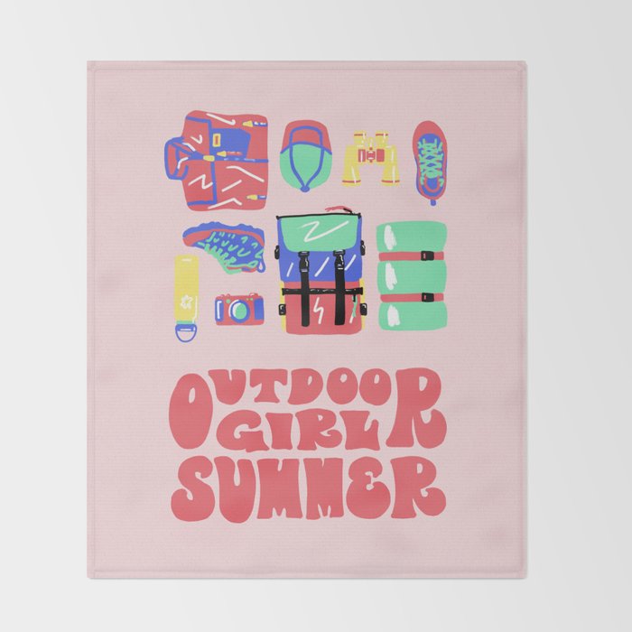 Outdoor Girl Summer Throw Blanket Gallery Image 2