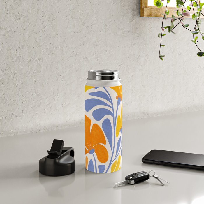 Joyful Sunflowers Floral Illustration Water Bottle Gallery Image 4