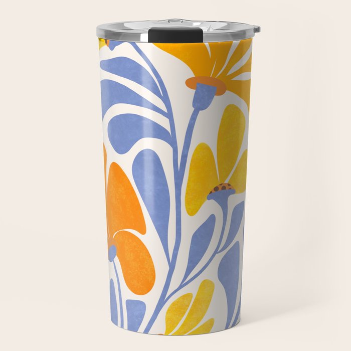 Joyful Sunflowers Floral Illustration Travel Mug Gallery Image 1