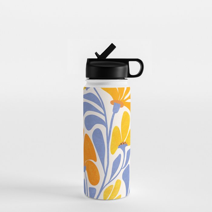 Joyful Sunflowers Floral Illustration Water Bottle Gallery Image 1