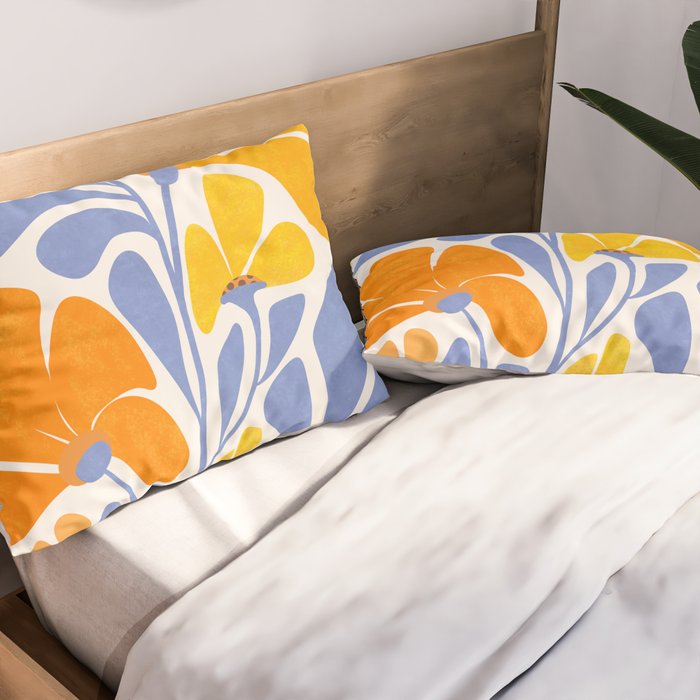 Joyful Sunflowers Floral Illustration Pillow Sham Gallery Image 2