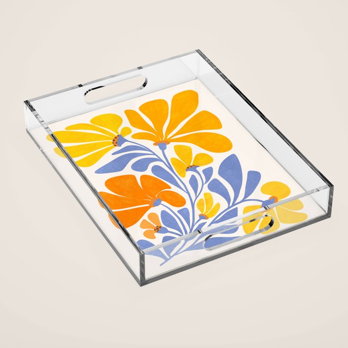 Joyful Sunflowers Floral Illustration Acrylic Tray Gallery Image 1