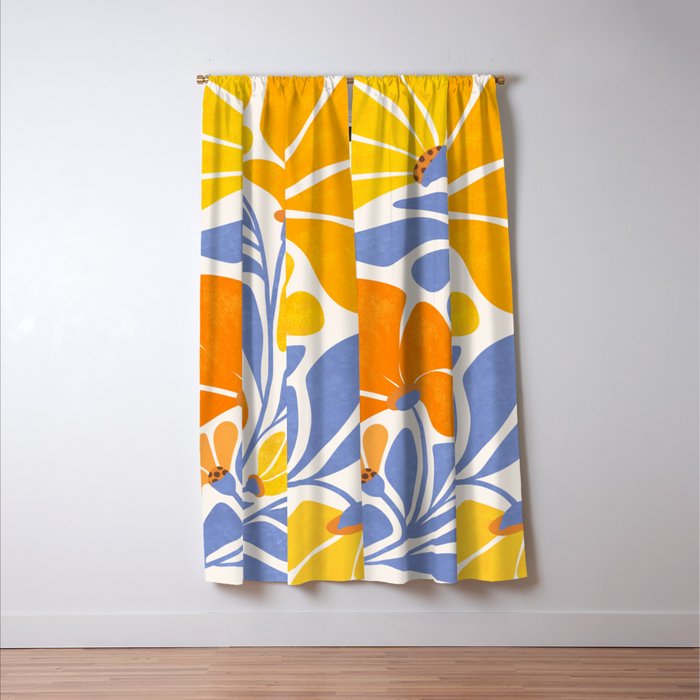 Joyful Sunflowers Floral Illustration Window Curtain Gallery Image 3