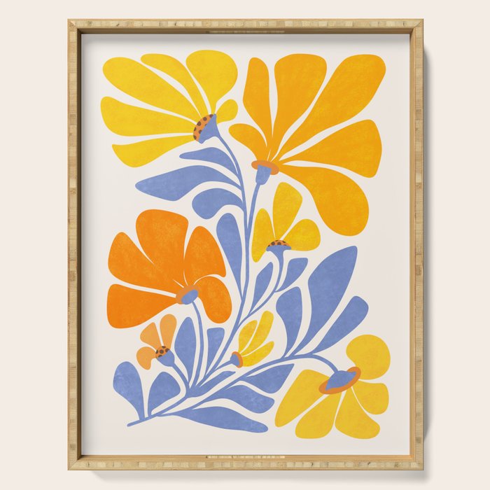 Joyful Sunflowers Floral Illustration Serving Tray Gallery Image 1