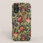 Vintage floral pattern (1918) Red Tulips Green Leaves iPhone Case Gallery Image 1