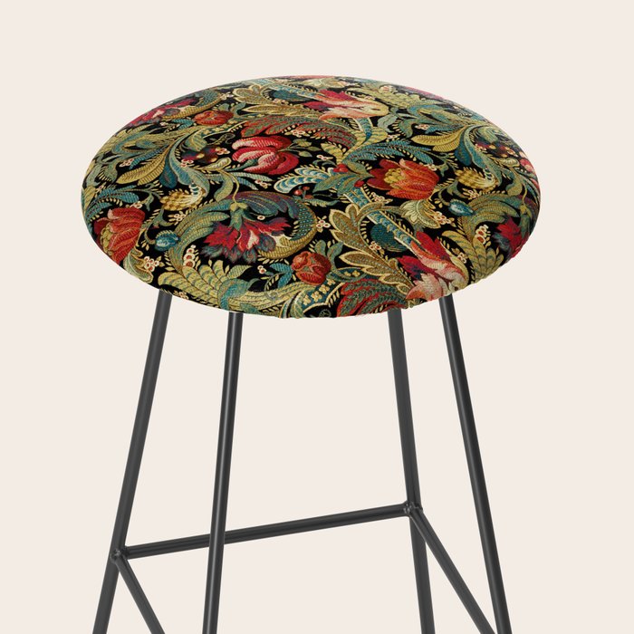 Vintage floral pattern (1918) Red Tulips Green Leaves Stool Gallery Image 2
