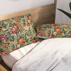 Vintage floral pattern (1918) Red Tulips Green Leaves Pillow Sham Gallery Image 2