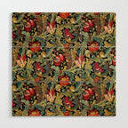 Vintage floral pattern (1918) Red Tulips Green Leaves Wood Wall Art Gallery Image 1