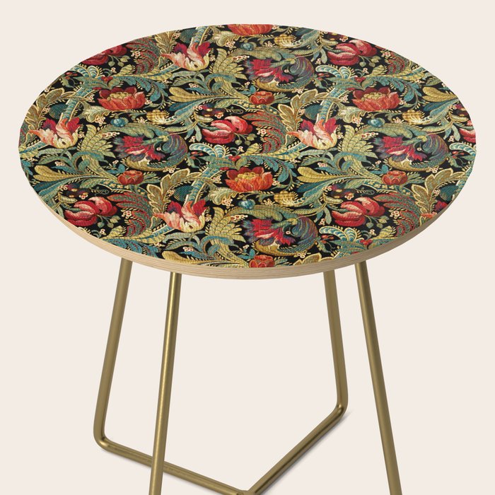 Vintage floral pattern (1918) Red Tulips Green Leaves Side Table Gallery Image 2