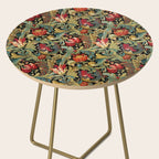 Vintage floral pattern (1918) Red Tulips Green Leaves Side Table Gallery Image 2