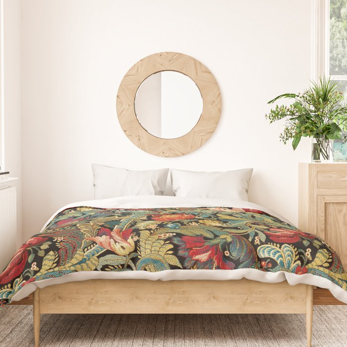 Vintage floral pattern (1918) Red Tulips Green Leaves Duvet Cover Gallery Image 3