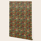 Vintage floral pattern (1918) Red Tulips Green Leaves Wallpaper Gallery Image 2
