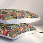 Vintage floral pattern (1918) Red Tulips Green Leaves Pillow Sham Gallery Image 3