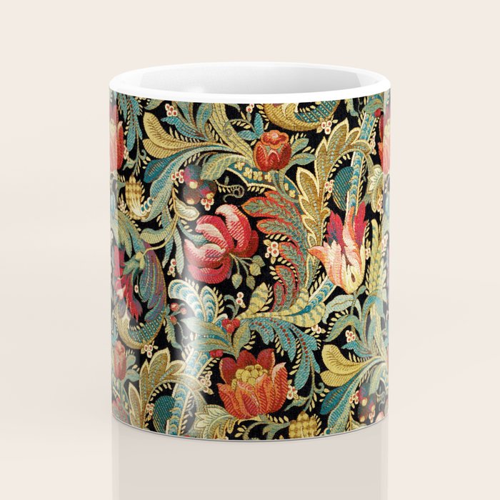 Vintage floral pattern (1918) Red Tulips Green Leaves Coffee Mug Gallery Image 4