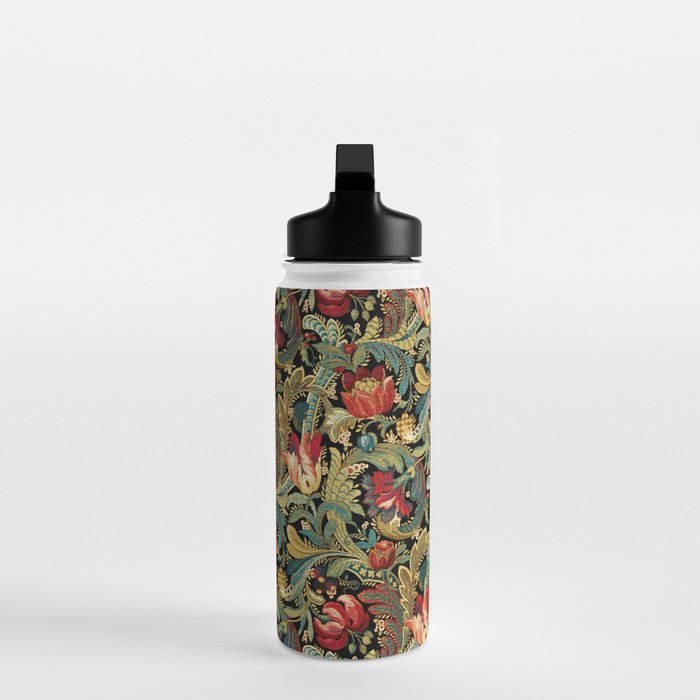 Vintage floral pattern (1918) Red Tulips Green Leaves Water Bottle Gallery Image 3