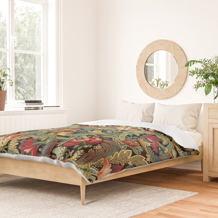Vintage floral pattern (1918) Red Tulips Green Leaves Duvet Cover Gallery Image 2